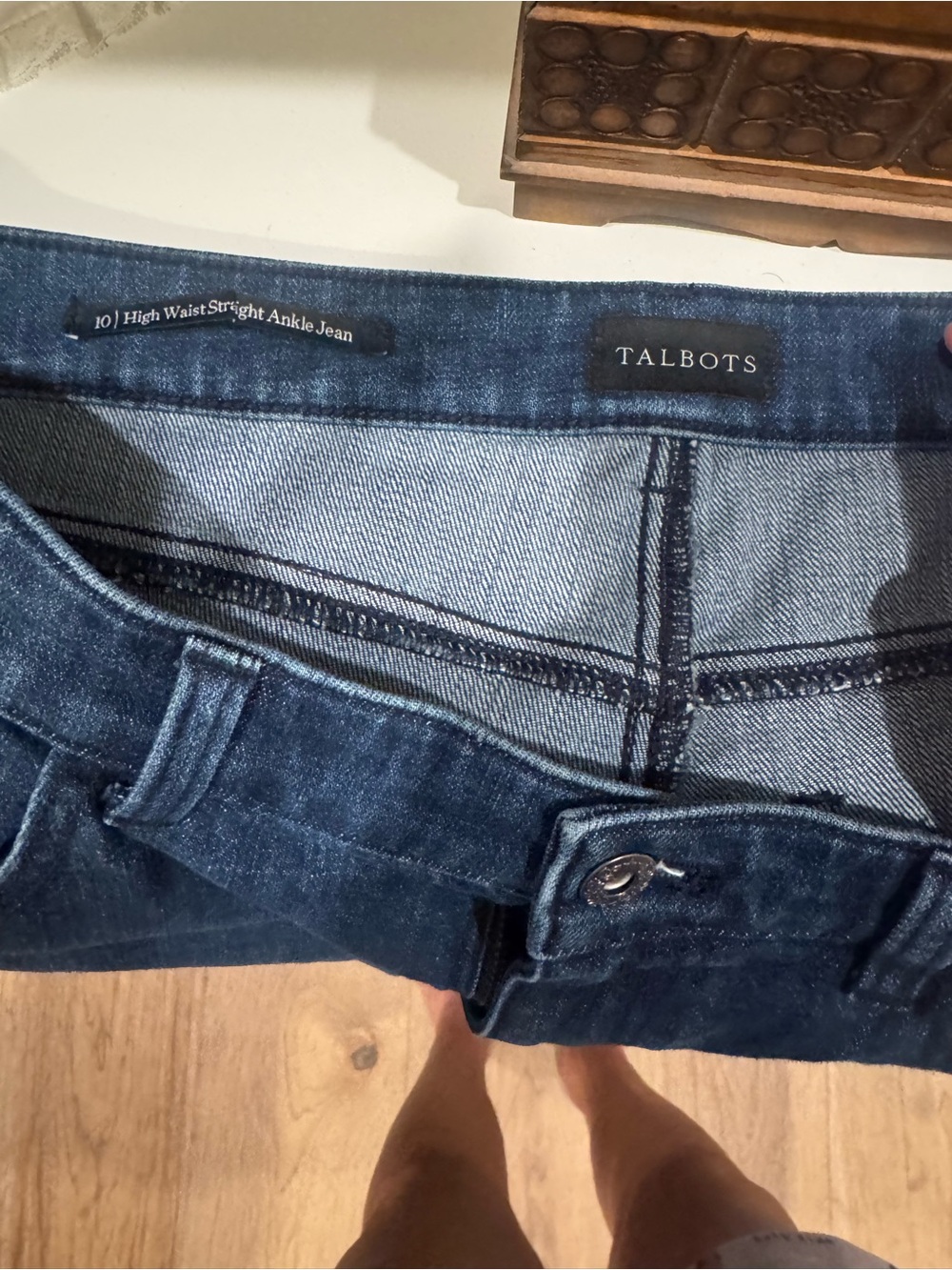Talbots Dark Blue Straight-Leg Jeans with Contrast Side Stitch - Picture 4 of 4
